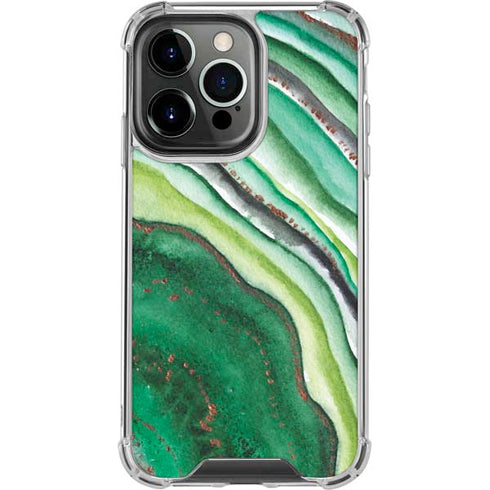 Kiwi Watercolor Geode iPhone 15 Pro Clear Case